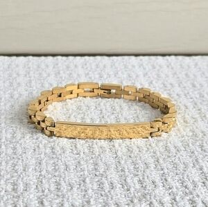 Stainless Steel Gold Overlay ID Bracelet by Plunder - Unisex - NWOT